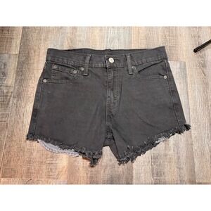 Levis 511 Slim Fit Cut Off Denim Shorts Washed Black Raw Hem W30
